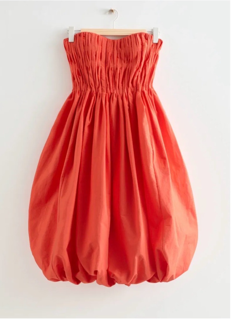 & Other Stories Coral Strapless Bubble Dress